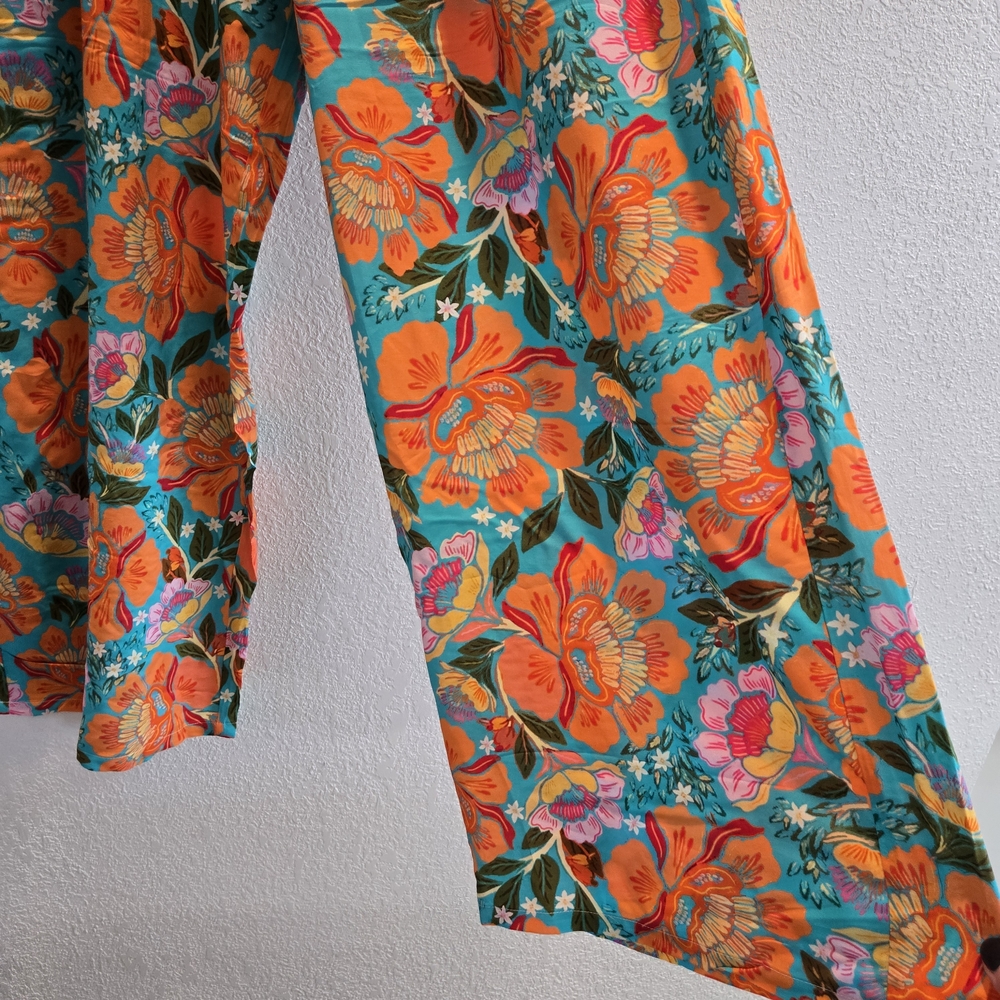 Cupshe Floral Wide Leg Pants - Orange and‎ Green Pocjet - Picture 7 of 16